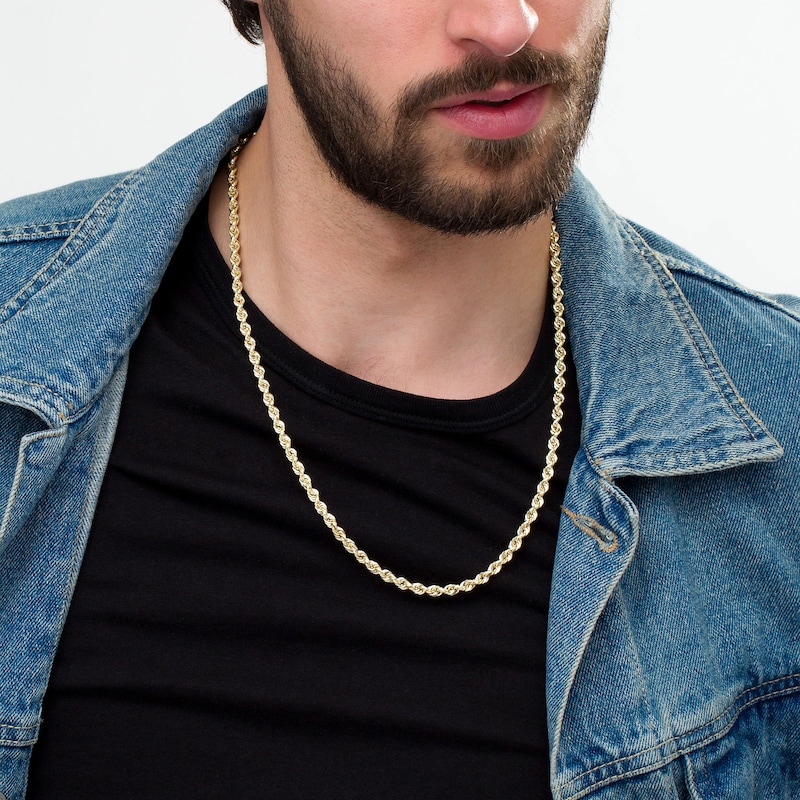 Main Image 3 of 035 Gauge Glitter Rope Chain Necklace in Hollow 14K Gold - 24"