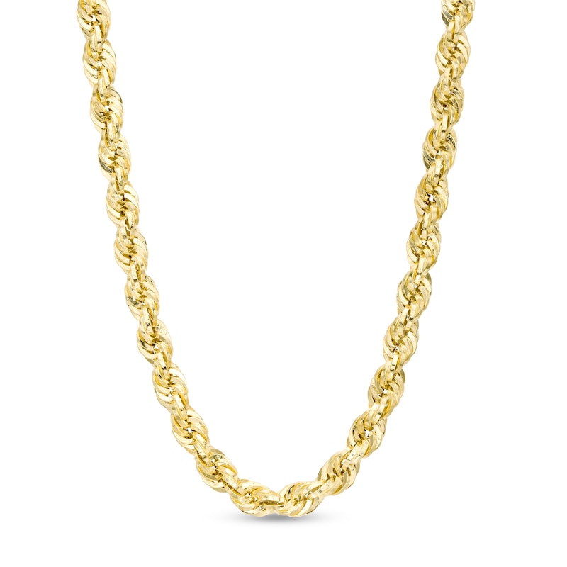 040 Gauge Glitter Rope Chain Necklace in Hollow 14K Gold - 24"