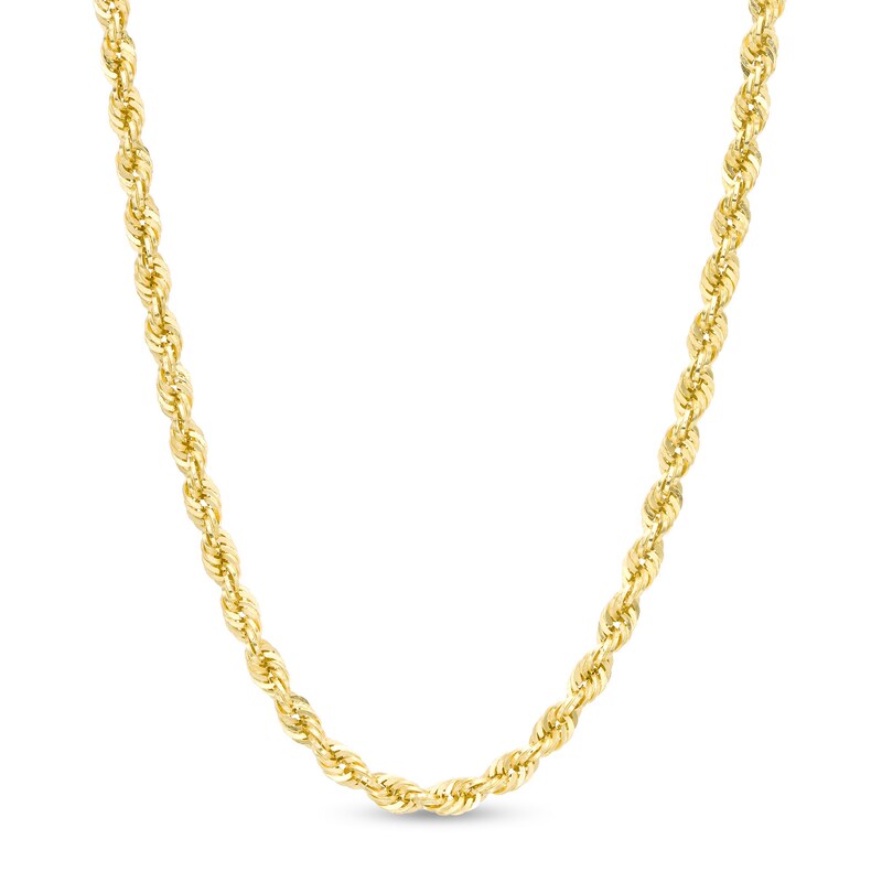 Main Image 1 of 030 Gauge Glitter Rope Chain Necklace in Hollow 14K Gold - 26"