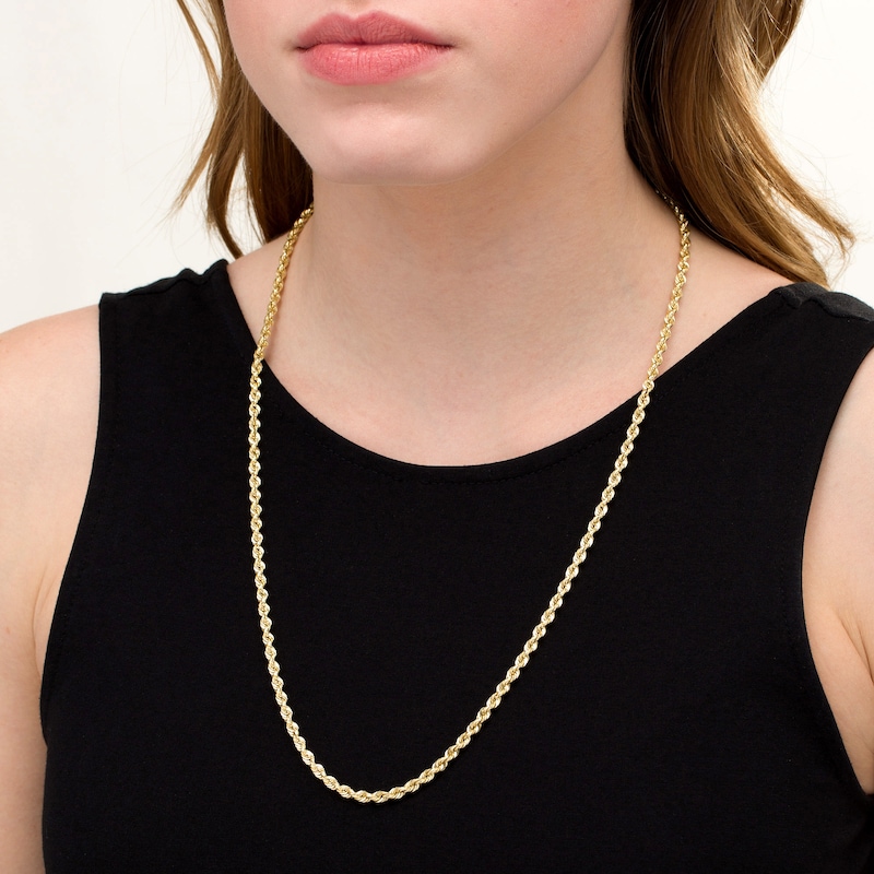 Main Image 2 of 030 Gauge Glitter Rope Chain Necklace in Hollow 14K Gold - 26"