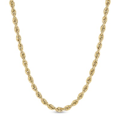 5.5mm Glitter Rope Chain Necklace in Hollow 14K Gold - 26"