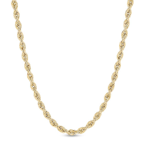 5.5mm Glitter Rope Chain Necklace in Hollow 14K Gold - 26"