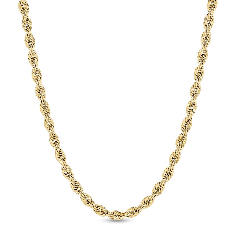 5.5mm Glitter Rope Chain Necklace in Hollow 14K Gold - 26"