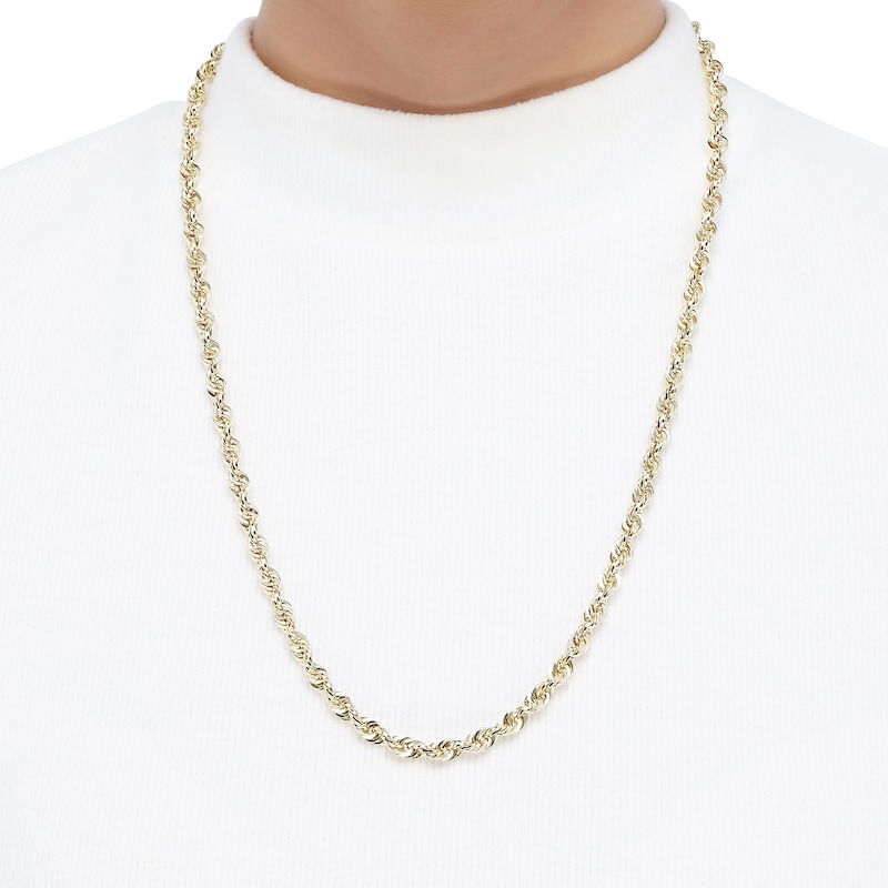 Main Image 2 of 5.5mm Glitter Rope Chain Necklace in Hollow 14K Gold - 26"