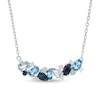Thumbnail Image 1 of Multi-Gemstone and Lab-Created Blue Sapphire Cluster Necklace in Sterling Silver