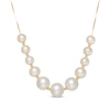 Thumbnail Image 1 of 6.0-9.0mm Freshwater Cultured Pearl and Brilliance Bead Graduated Necklace in 14K Gold