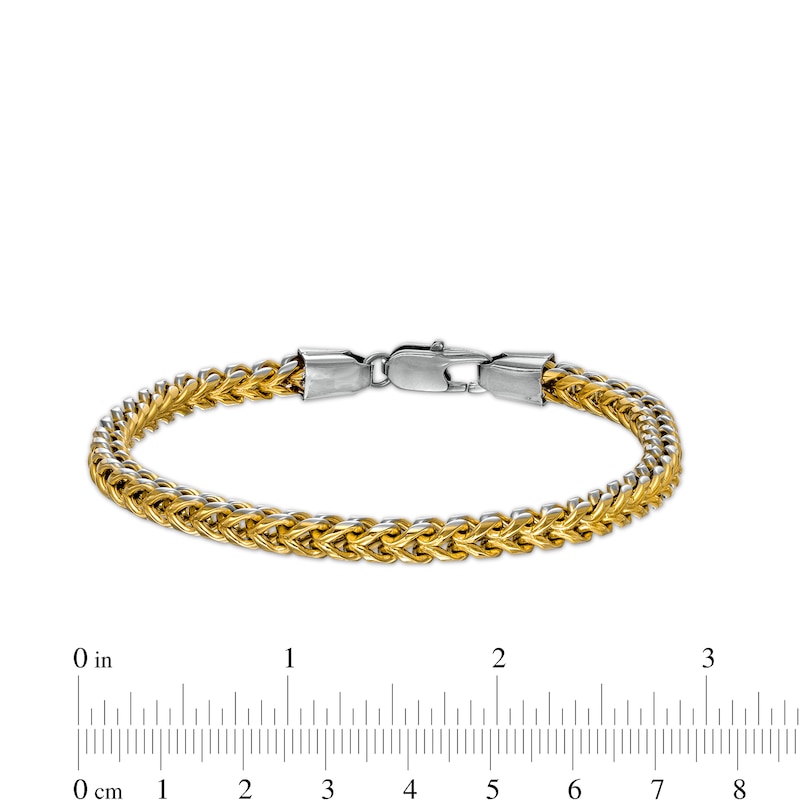 Men's 5.0mm Franco Snake Chain Necklace and Bracelet Set in Solid Stainless Steel  and Yellow IP - 24"|Peoples Jewellers