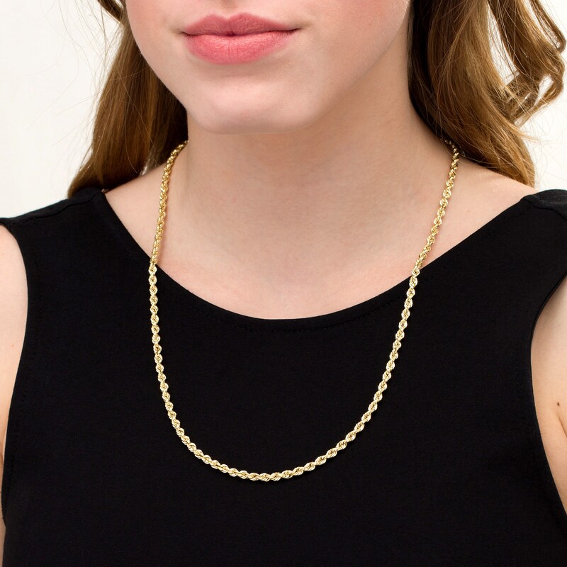Main Image 2 of 035 Gauge Rope Chain Necklace in Hollow 10K Gold - 22"