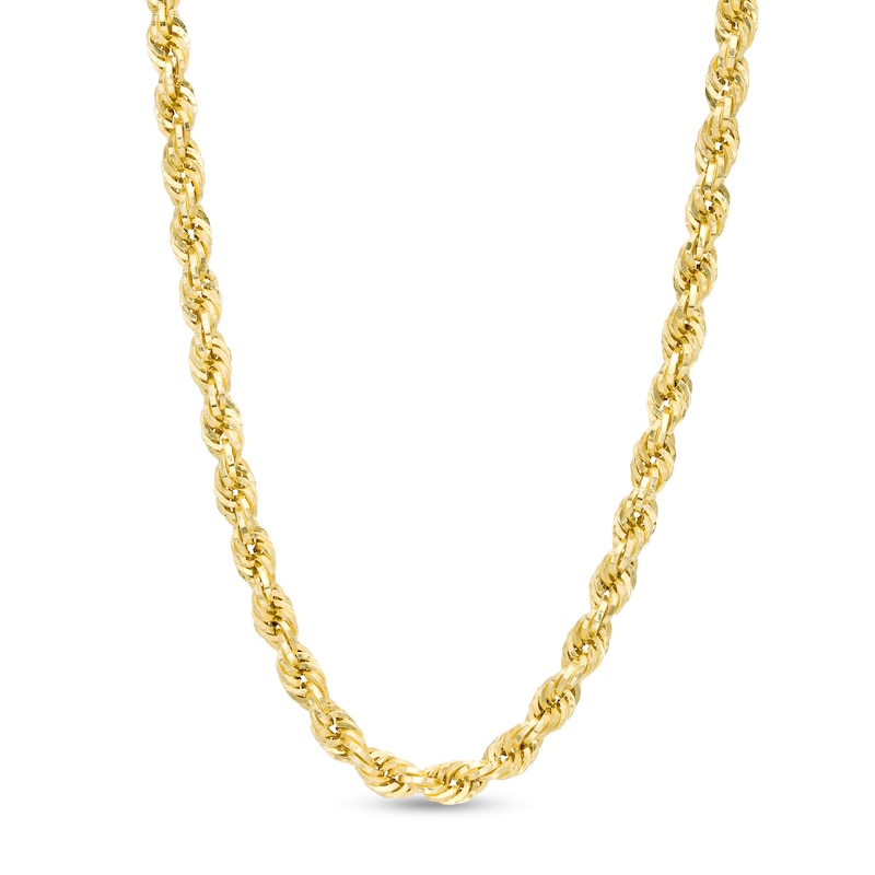 035 Gauge Rope Chain Necklace in Hollow 10K Gold - 24"