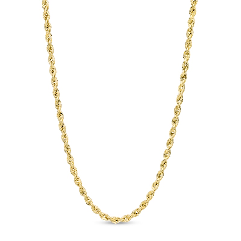 023 Gauge Glitter Rope Chain Necklace in Hollow 14K Gold - 22"