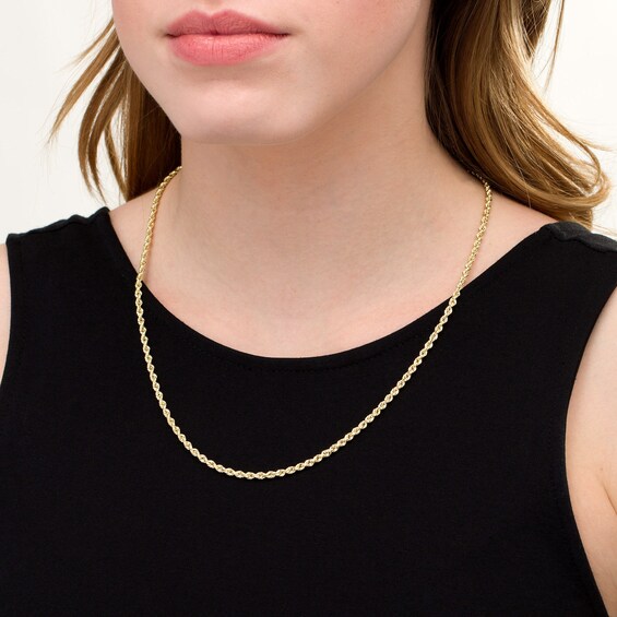 023 Gauge Semi-Solid Glitter Rope Chain Necklace in 14K Gold - 22" 023 Gauge Semi-Solid Glitter Rope Chain Necklace in 14K Gold - 22"