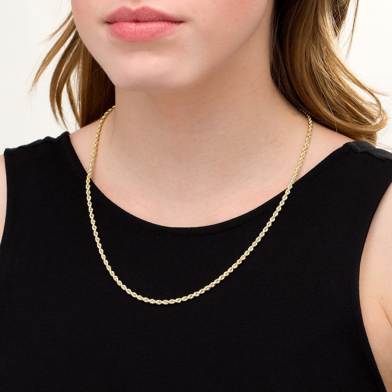 023 Gauge Glitter Rope Chain Necklace in Hollow 14K Gold - 22"