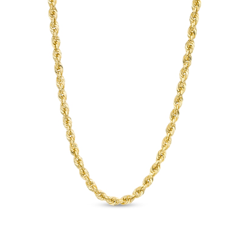 023 Gauge Glitter Rope Chain Necklace in Hollow 14K Gold 24