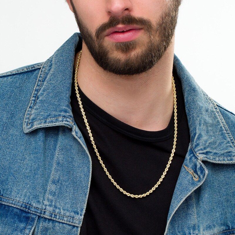 Main Image 2 of 023 Gauge Glitter Rope Chain Necklace in Hollow 14K Gold - 24"