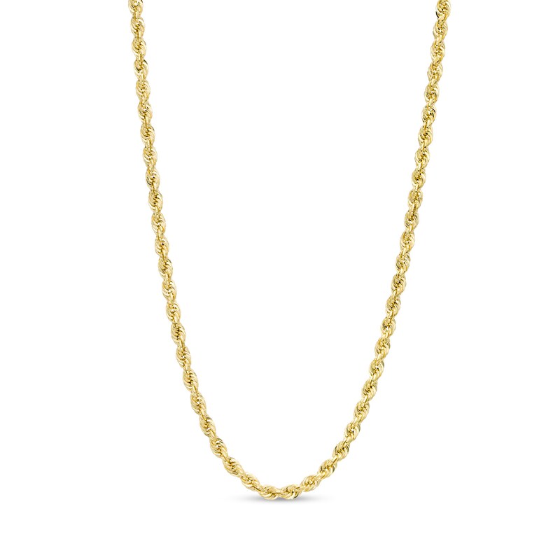 023 Gauge Glitter Rope Chain Necklace in Hollow 14K Gold - 26"