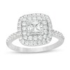 0.95 CT. T.W. Princess-Cut Diamond Double Frame Engagement Ring in 14K White Gold