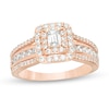 Thumbnail Image 0 of 0.95 CT. T.W. Emerald-Cut Diamond Double Frame Multi-Row Engagement Ring in 14K Rose Gold