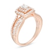 Thumbnail Image 2 of 0.95 CT. T.W. Emerald-Cut Diamond Double Frame Multi-Row Engagement Ring in 14K Rose Gold