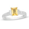 Thumbnail Image 1 of Vera Wang Love Collection Certified Octagonal Sapphire and 0.69 CT. T.W. Diamond Engagement Ring in 14K White Gold