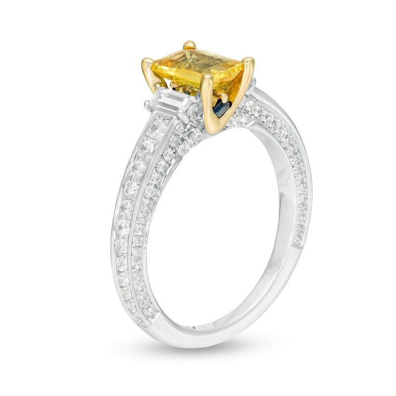 Main Image 2 of Vera Wang Love Collection Certified Octagonal Sapphire and 0.69 CT. T.W. Diamond Engagement Ring in 14K White Gold