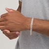Thumbnail Image 2 of Men's 9.5mm Diamond-Cut Curb Chain Bracelet in Hollow 14K Two-Tone Gold - 8.25"