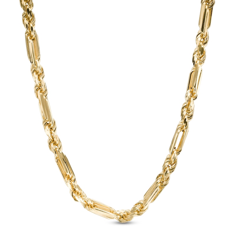 4.3mm Diamond-Cut Figarope Chain Necklace in Hollow 14K Gold - 22"|Peoples Jewellers