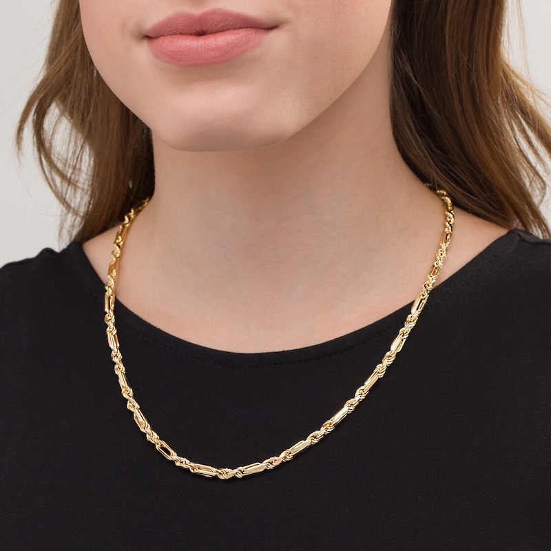 4.3mm Diamond-Cut Figarope Chain Necklace in Hollow 14K Gold - 22"