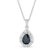 Thumbnail Image 0 of EFFY™ Collection Pear-Shaped Blue Sapphire and 0.25 CT. T.W. Diamond Frame Pendant in 14K White Gold