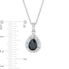 EFFY™ Collection Pear-Shaped Blue Sapphire and 0.25 CT. T.W. Diamond Frame Pendant in 14K White Gold