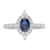 Vera Wang Love Collection Certified Oval Blue Sapphire and 0.58 CT. T.W. Diamond Frame Engagement Ring in 14K White Gold