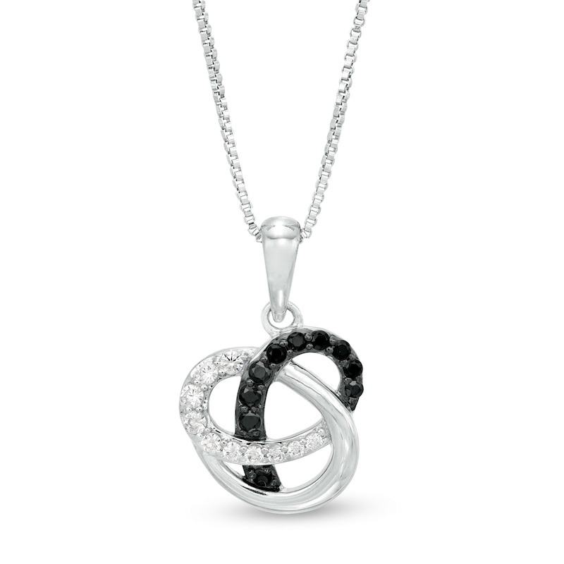 0.21 CT. T.W. Enhanced Black and White Diamond Pretzel Knot Pendant in Sterling Silver|Peoples Jewellers