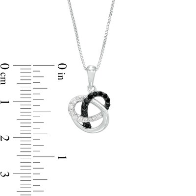 0.21 CT. T.W. Enhanced Black and White Diamond Pretzel Knot Pendant in Sterling Silver