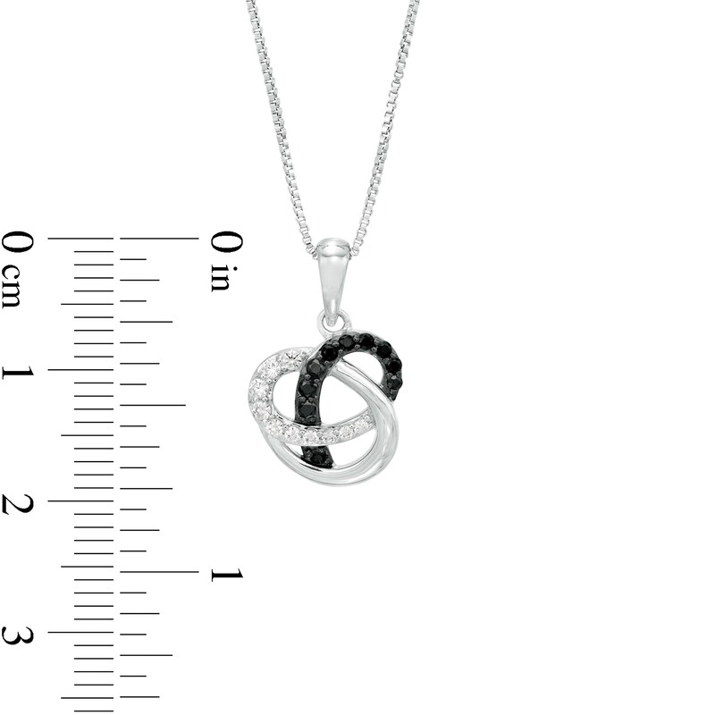 0.21 CT. T.W. Enhanced Black and White Diamond Pretzel Knot Pendant in Sterling Silver
