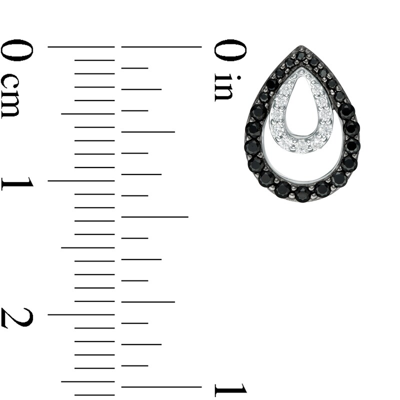 Main Image 3 of 0.32 CT. T.W. Enhanced Black and White Diamond Teardrop Outline Stud Earrings in Sterling Silver