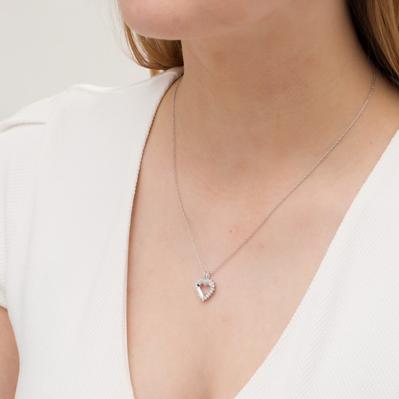 Main Image 2 of 0.25 CT. T.W. Diamond Heart Pendant in 10K White Gold
