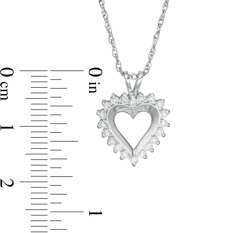 Main Image 3 of 0.25 CT. T.W. Diamond Heart Pendant in 10K White Gold