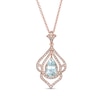 Thumbnail Image 0 of EFFY™ Collection Pear-Shaped Aquamarine and 0.28 CT. T.W. Diamond Frame Pendant in 14K Rose Gold