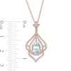 Thumbnail Image 1 of EFFY™ Collection Pear-Shaped Aquamarine and 0.28 CT. T.W. Diamond Frame Pendant in 14K Rose Gold