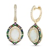 Thumbnail Image 0 of EFFY™ Collection Oval Opal, Multi-Gemstone and 0.36 CT. T.W. Diamond Double Frame Drop Earrings in 14K Gold