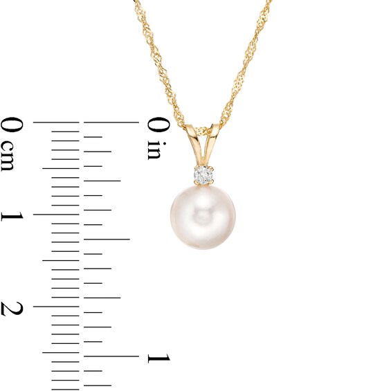 IMPERIAL® 7.5-8.0mm Akoya Cultured Pearl and Diamond Accent Pendant in 14K Gold