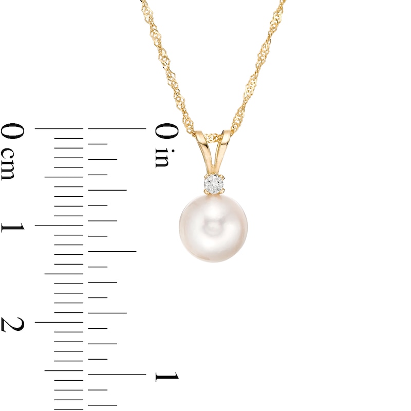IMPERIAL® 7.5-8.0mm Akoya Cultured Pearl and Diamond Accent Pendant in 14K Gold