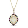 Thumbnail Image 0 of EFFY™ Collection Oval Opal, Multi-Gemstone and 0.15 CT. T.W. Diamond Double Frame Pendant in 14K Gold