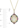 Thumbnail Image 1 of EFFY™ Collection Oval Opal, Multi-Gemstone and 0.15 CT. T.W. Diamond Double Frame Pendant in 14K Gold