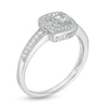 Thumbnail Image 2 of 0.145 CT. T.W. Diamond Cushion Frame Vintage-Style Promise Ring in Sterling Silver