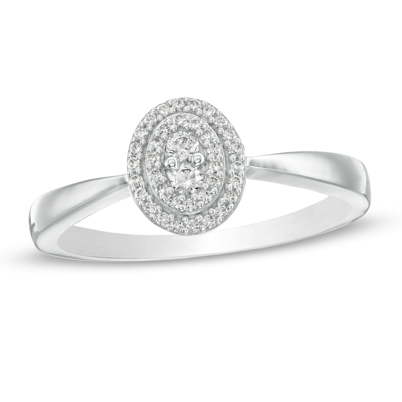 0.145 CT. T.W. Composite Diamond Double Oval Frame Promise Ring in Sterling Silver