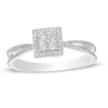 Thumbnail Image 1 of 0.065 CT. T.W. Quad Diamond Square Frame Vintage-Style Promise Ring in Sterling Silver