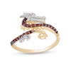 Thumbnail Image 1 of Enchanted Disney Mulan Garnet and 0.065 CT. T.W. Diamond Mushu Dragon Ring in 10K Gold - Size 7