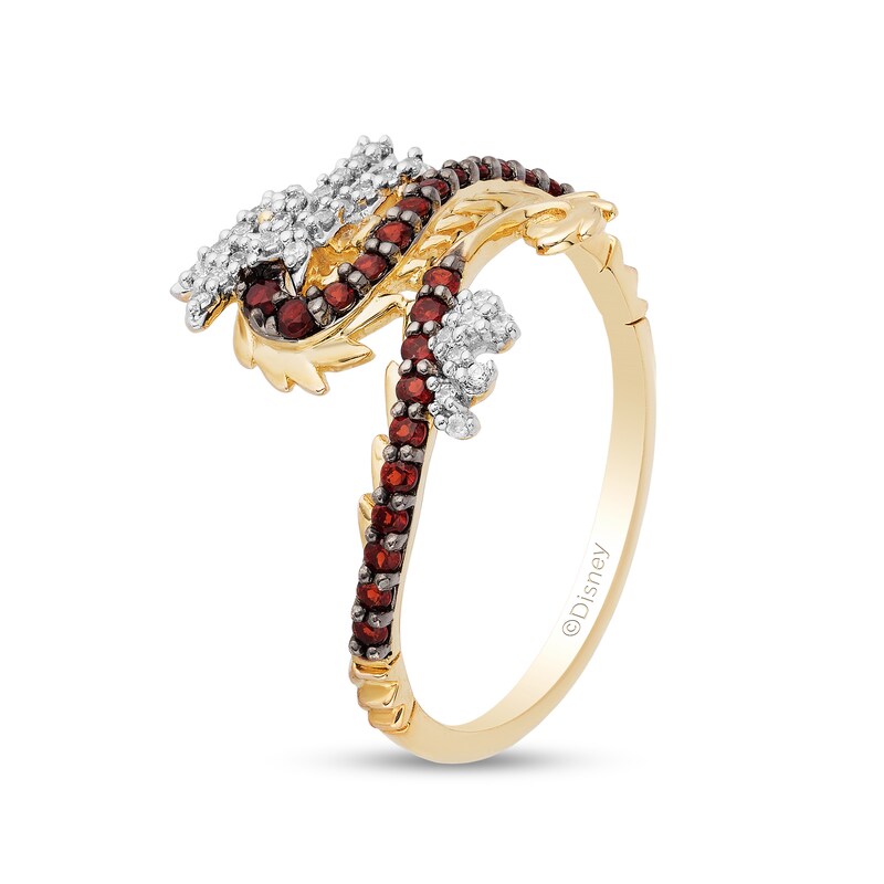 Enchanted Disney Mulan Garnet and 0.065 CT. T.W. Diamond Mushu Dragon Ring in 10K Gold - Size 7