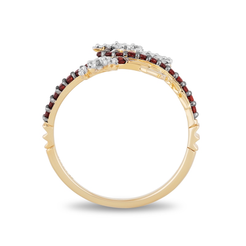 Main Image 3 of Enchanted Disney Mulan Garnet and 0.065 CT. T.W. Diamond Mushu Dragon Ring in 10K Gold - Size 7