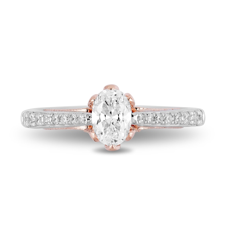 Main Image 3 of Enchanted Disney Anna 0.69 CT. T.W. Oval Diamond Vintage-Style Engagement Ring in 14K Two-Tone Gold